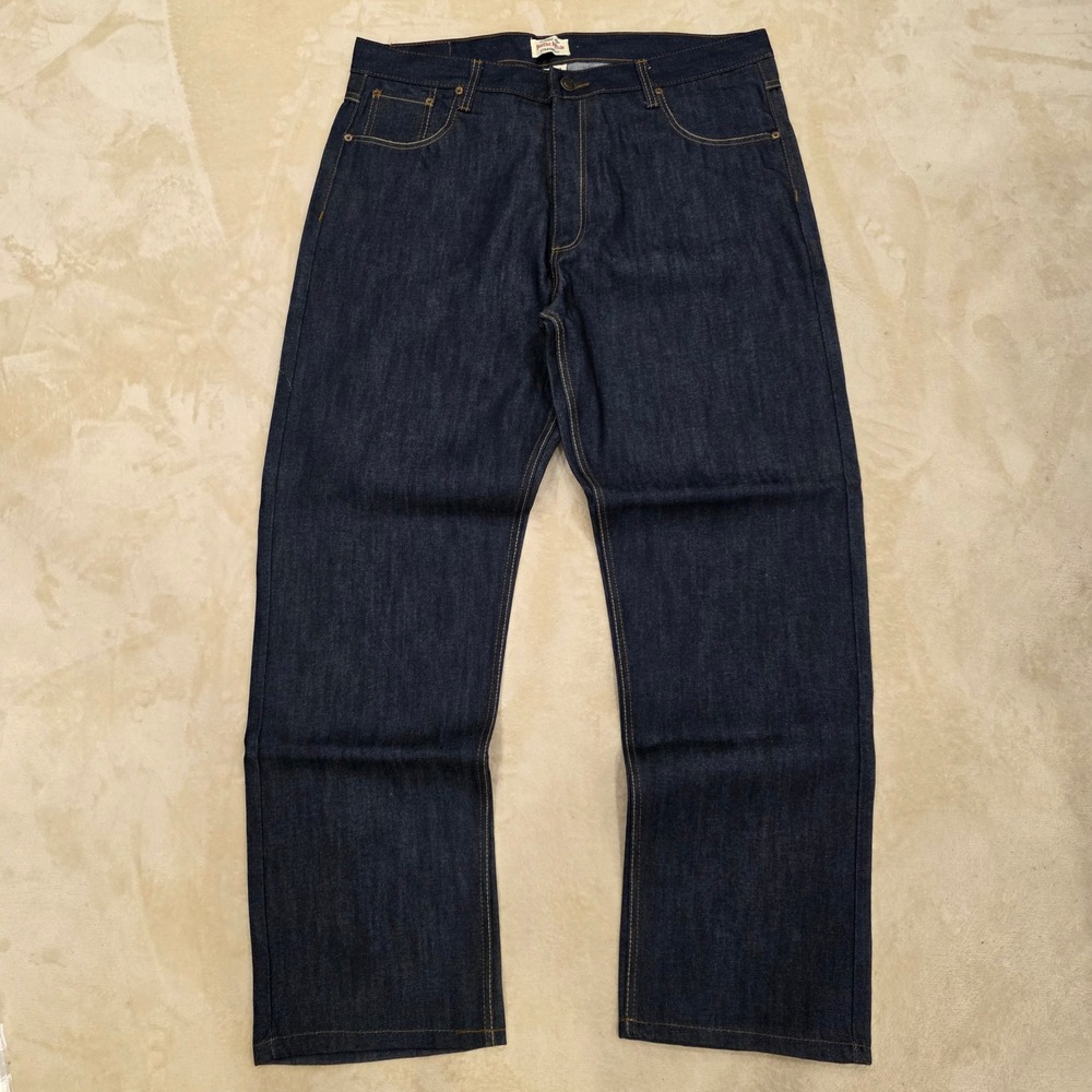 Vintage Y2K Positive Attitude Straight Leg Denim Jeans Mens W40 L32 Dark Rigid